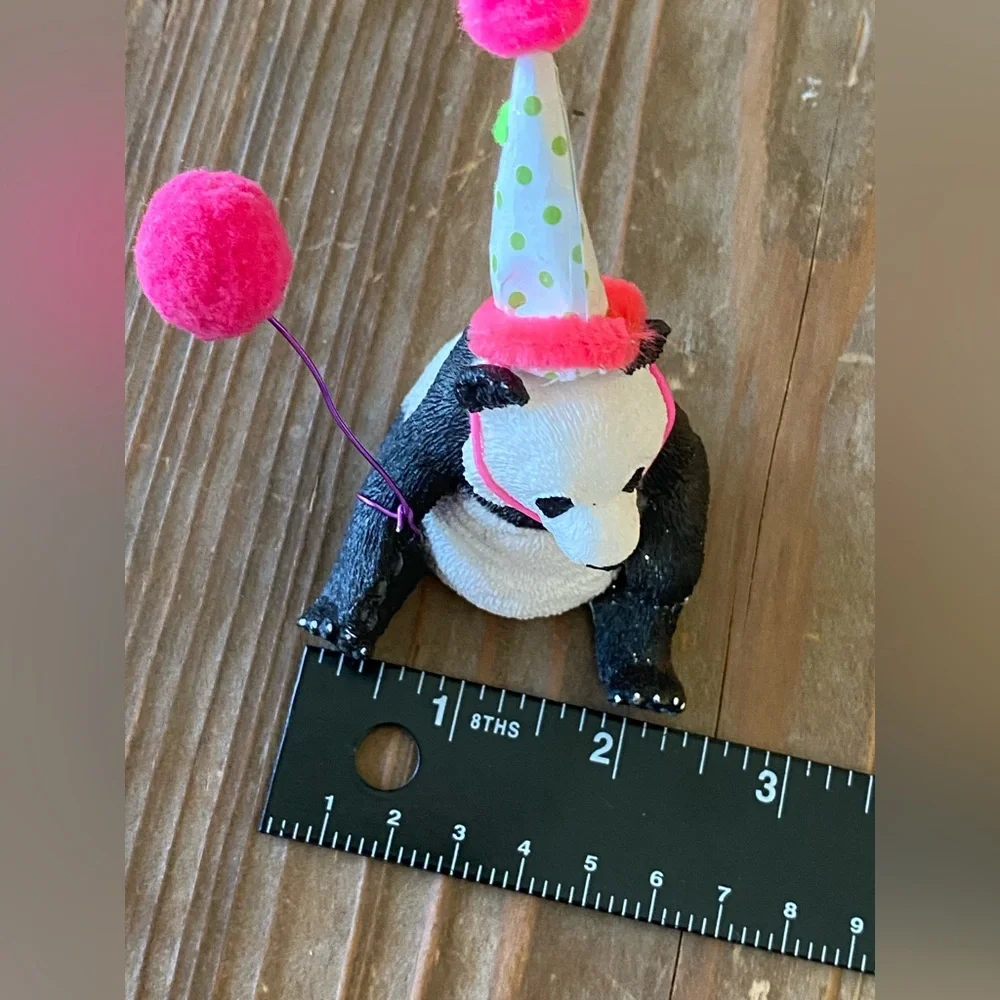 Panda Party Cake Topper Whimsical Boho Cute Party Hat and Balloon